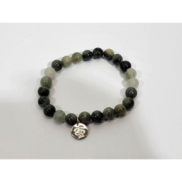 MW Spark*L Sparkl Sparkle Beaded Stretch Bracelet Bamboo Agate Beads Green NEW! - Picture 4 of 5